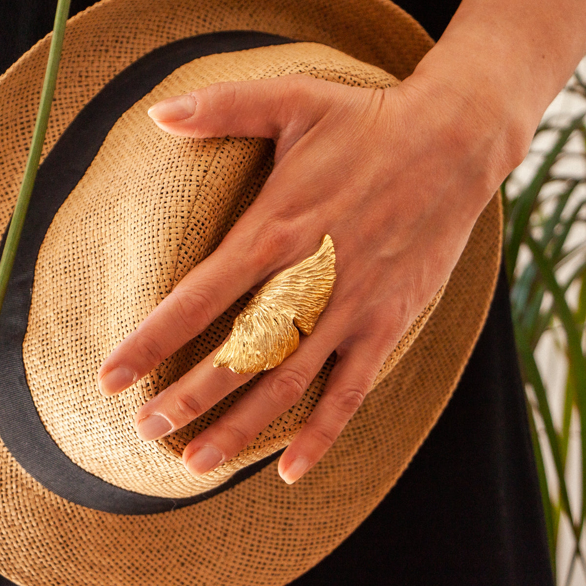 Gilded Ginkgo Biloba Ring Lotta Djossou Paris