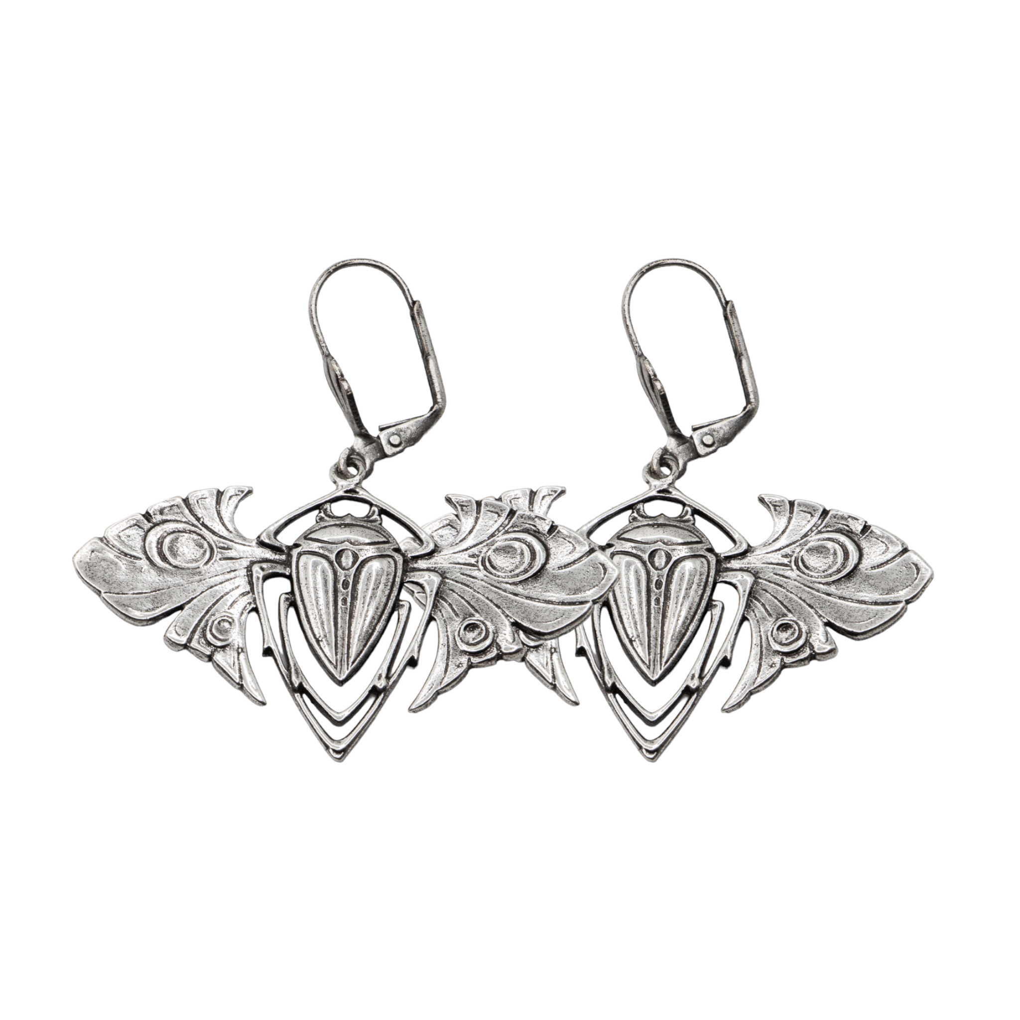 Boucles D'oreilles Betsey Johnson Scarabée – Émail Noir, Strass Blanc, Neuf Avec étiquettes