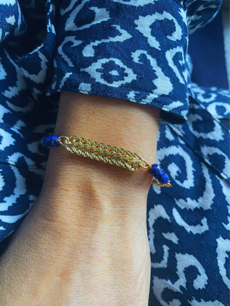 
                  
                    Braided Gold Lapis Lazuli Blue Bracelet
                  
                