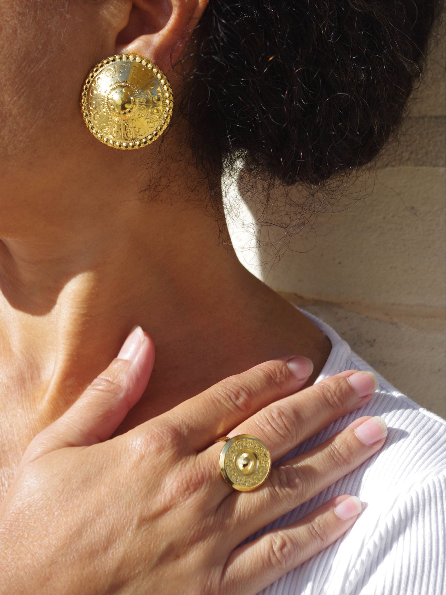 Dome Earrings Gold Clips
