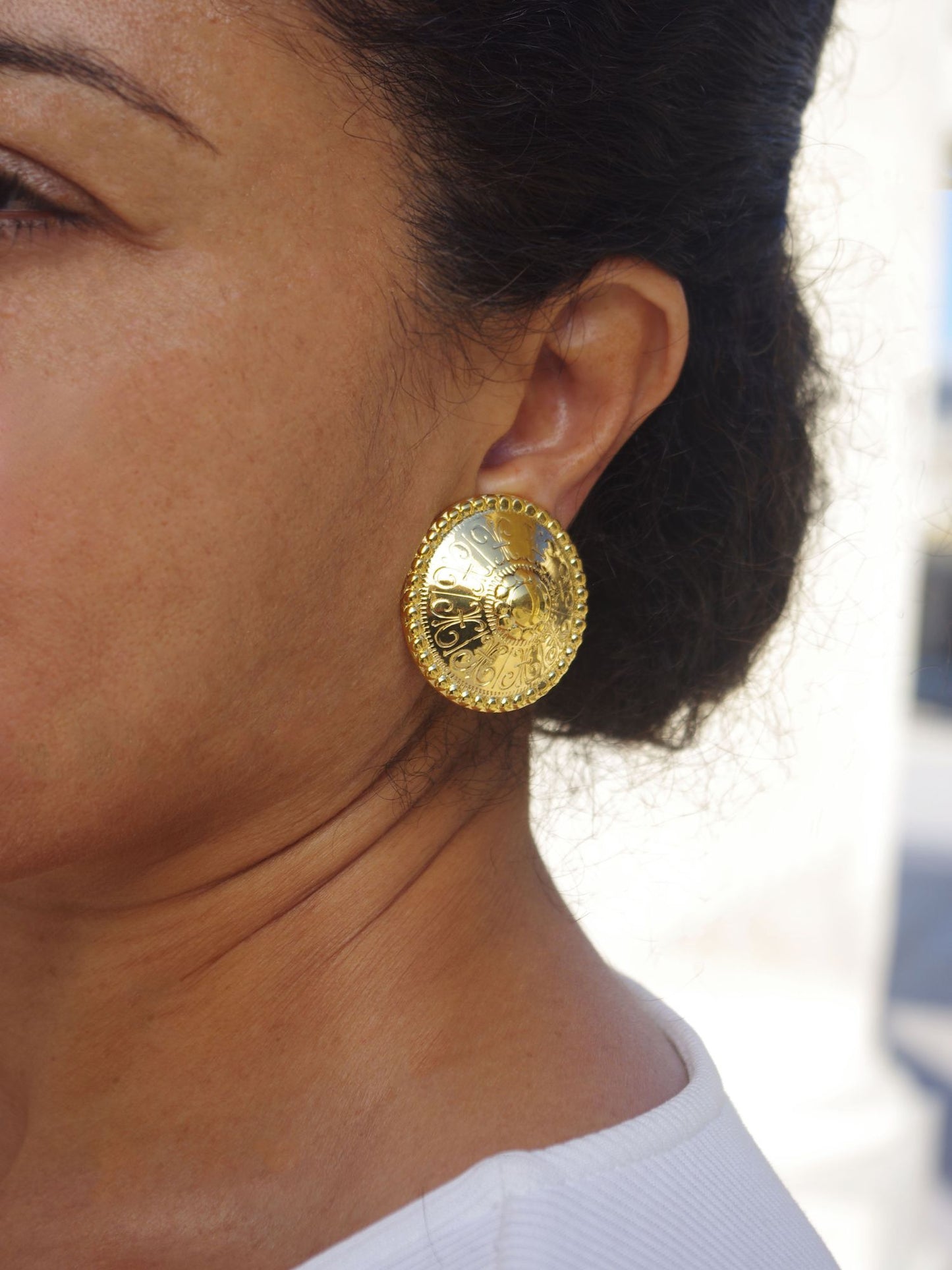 Dome Earrings Gold Clips