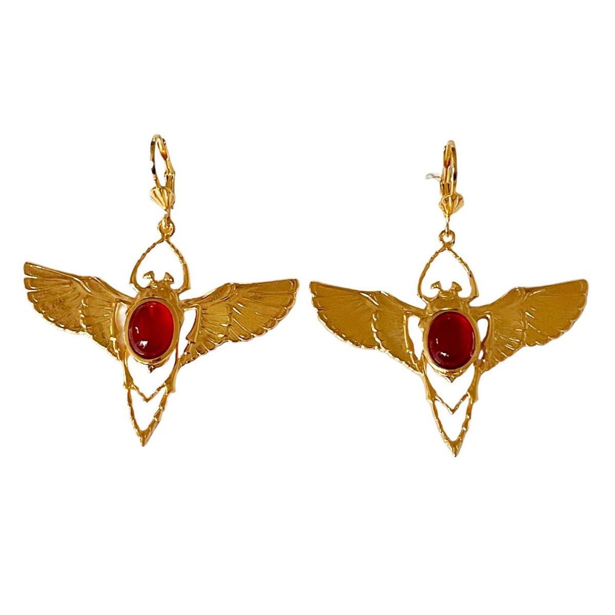 Golden Beetle earrings Carnelian