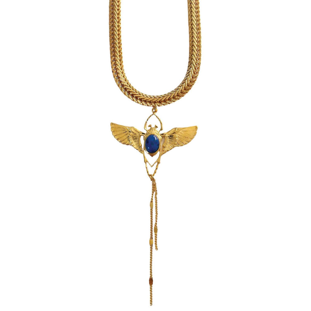 Choker Beetle Gold Lapis Lazuli Blue