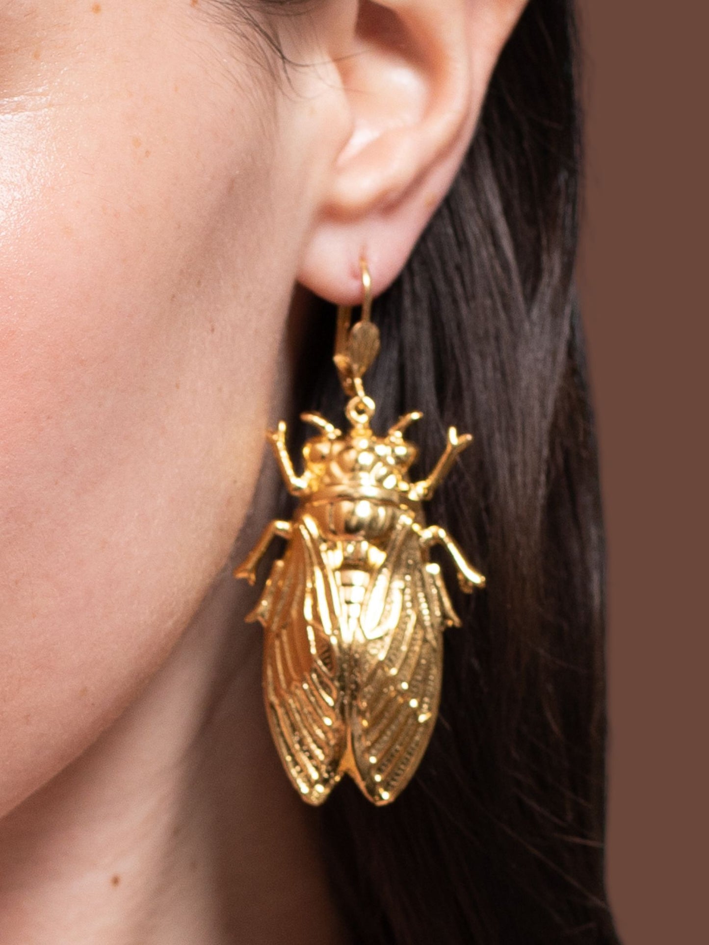 Golden Cicada Earrings