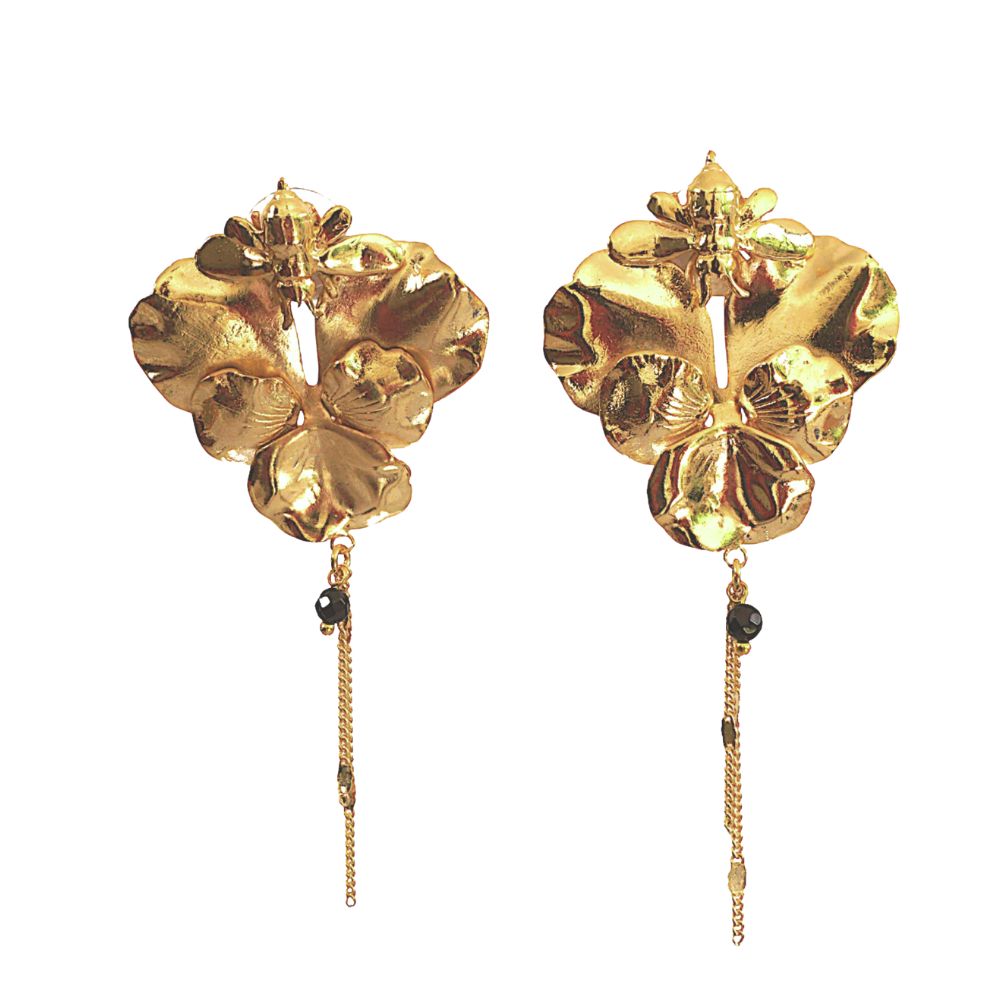 Gold-plated Pensée Bee earrings