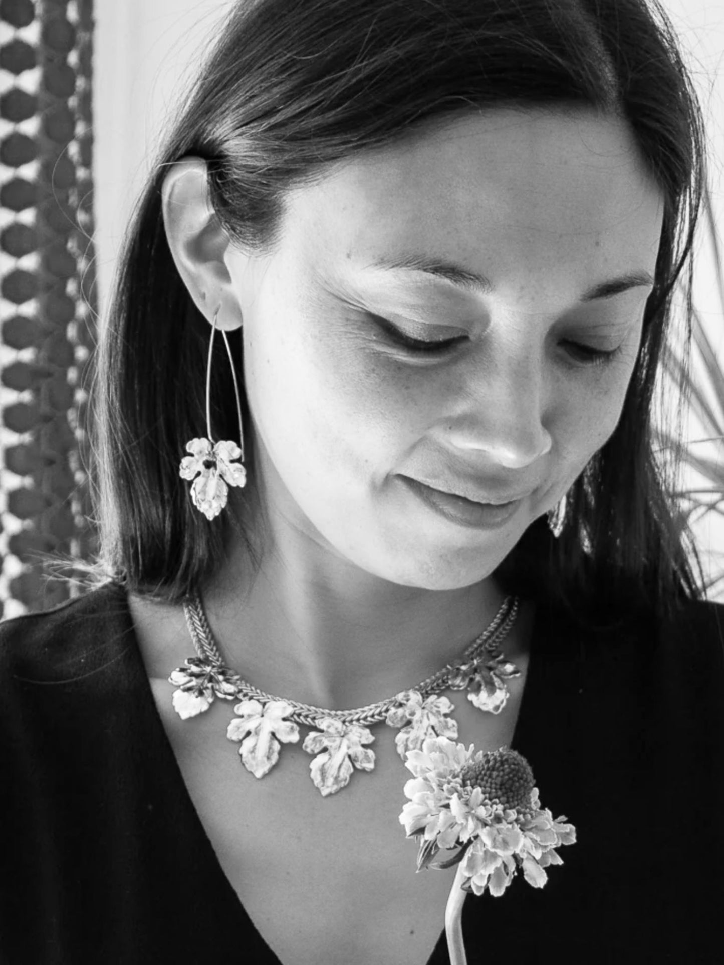 Fig Leaf Stem Earrings