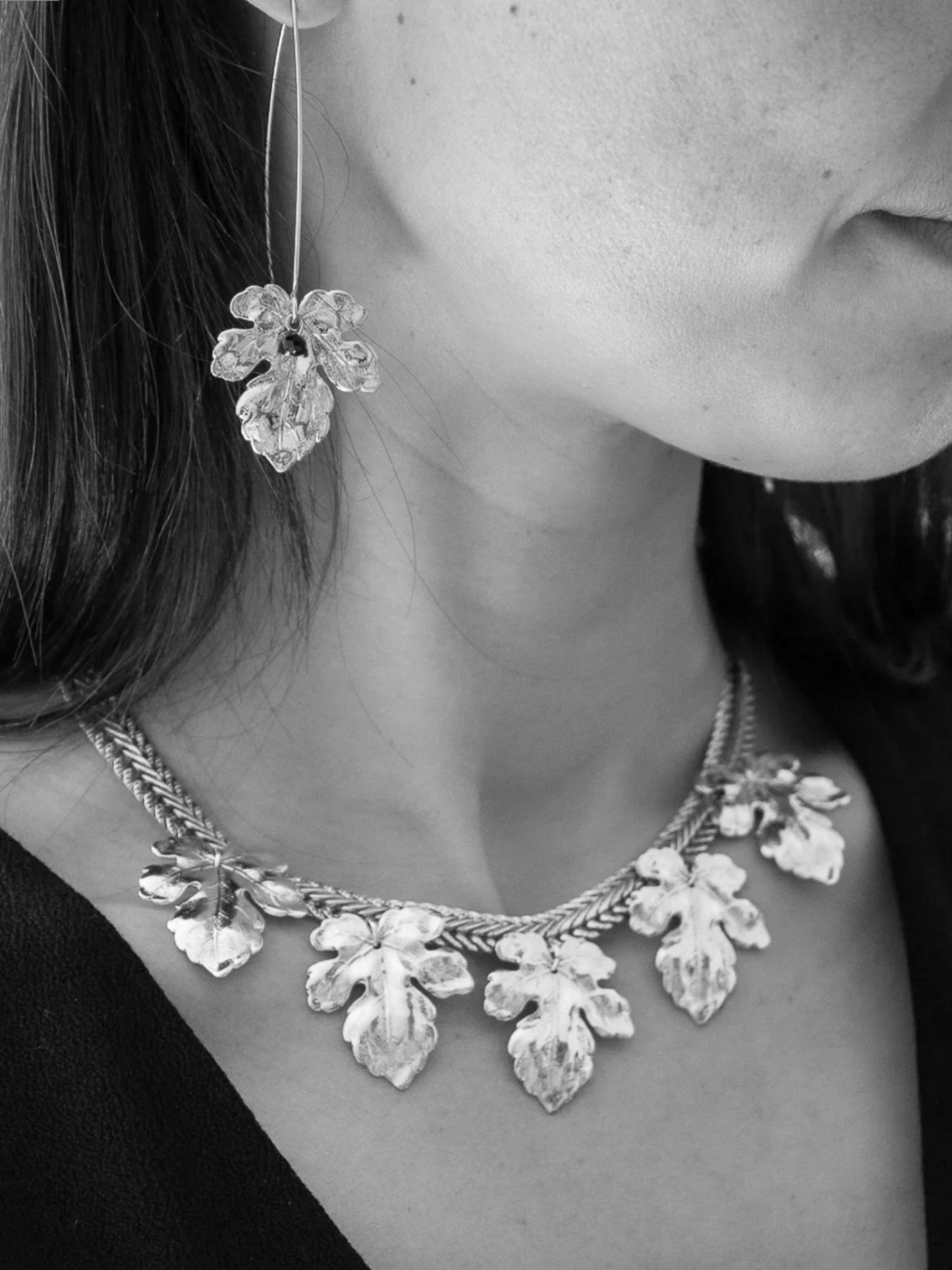 Fig Leaf Stem Earrings