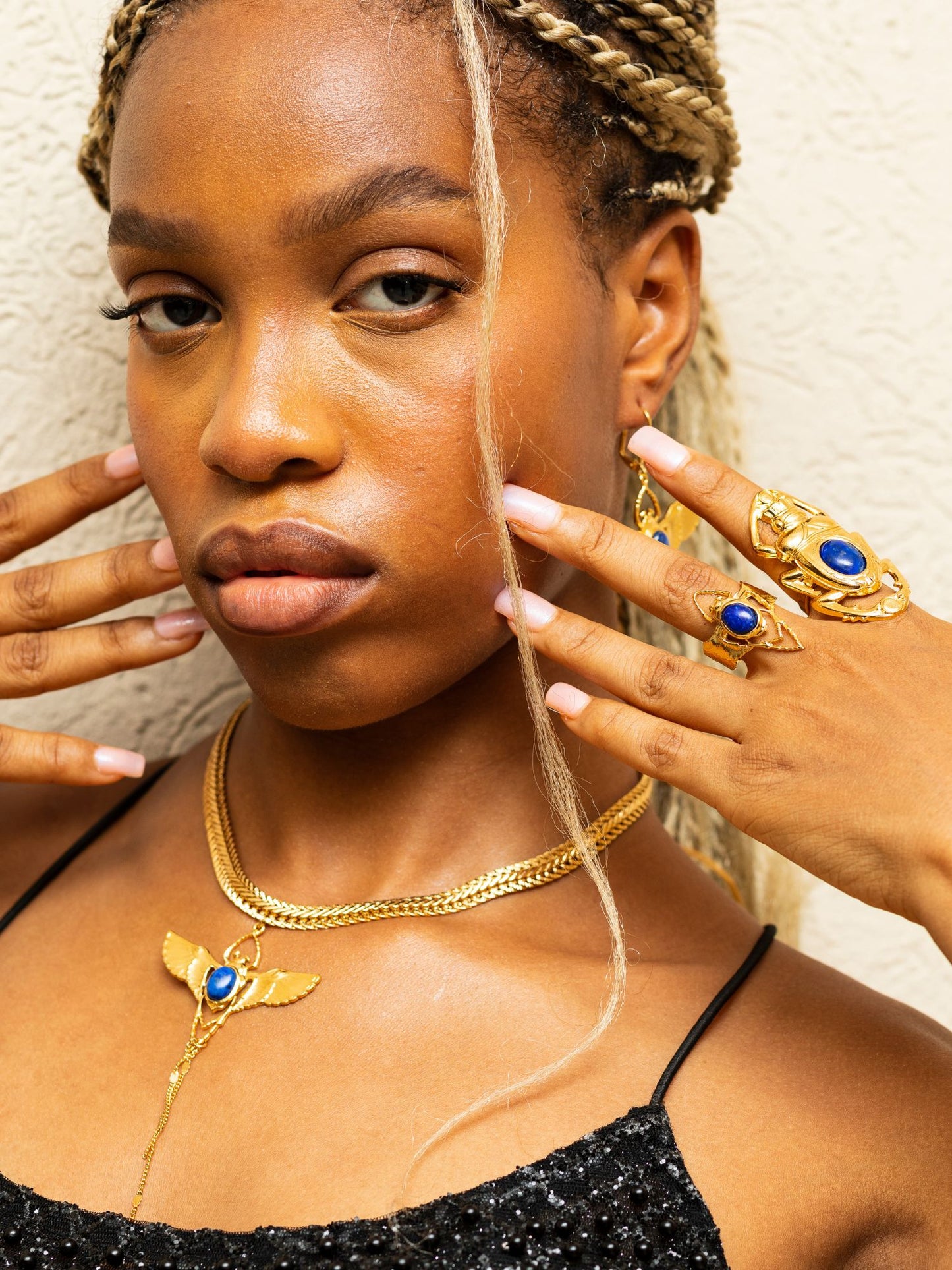 Lapis Lazuli Gold Beetle Ring