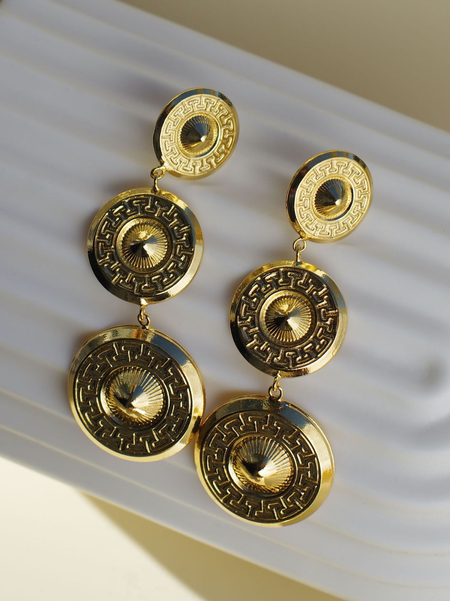 Earrings Dôme Trio Gilded