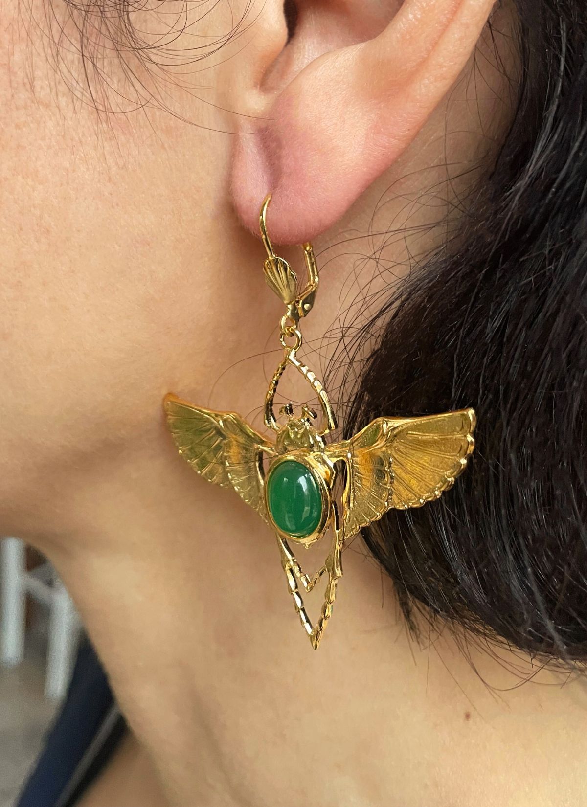 Golden Beetle earrings Jade
