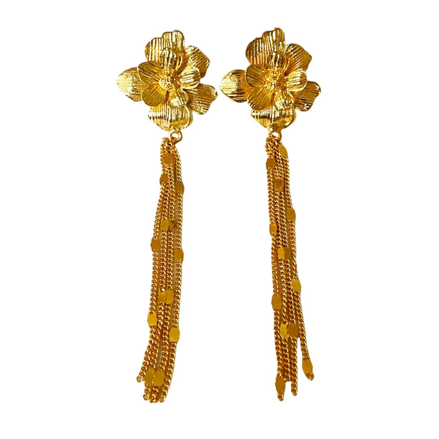 Lucia gold flower pendant earrings