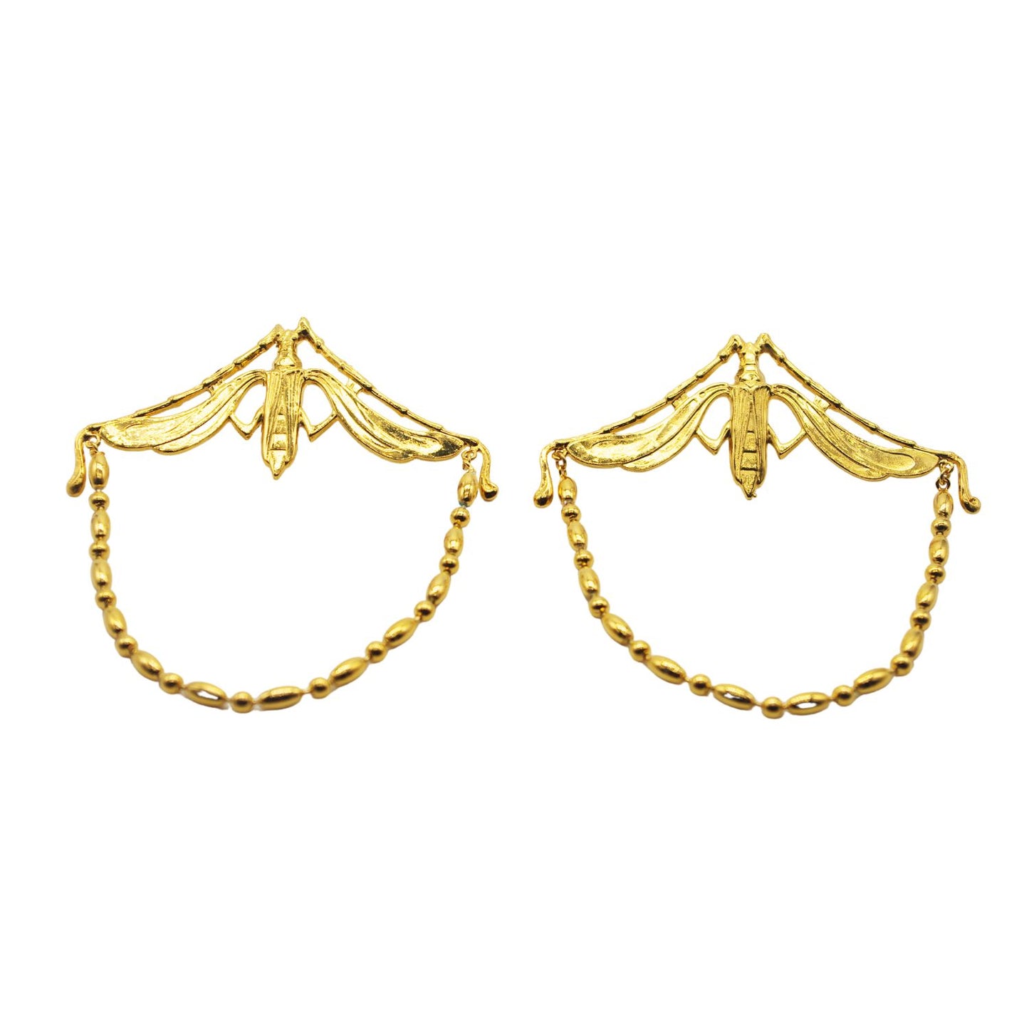 Winged beetle earrings