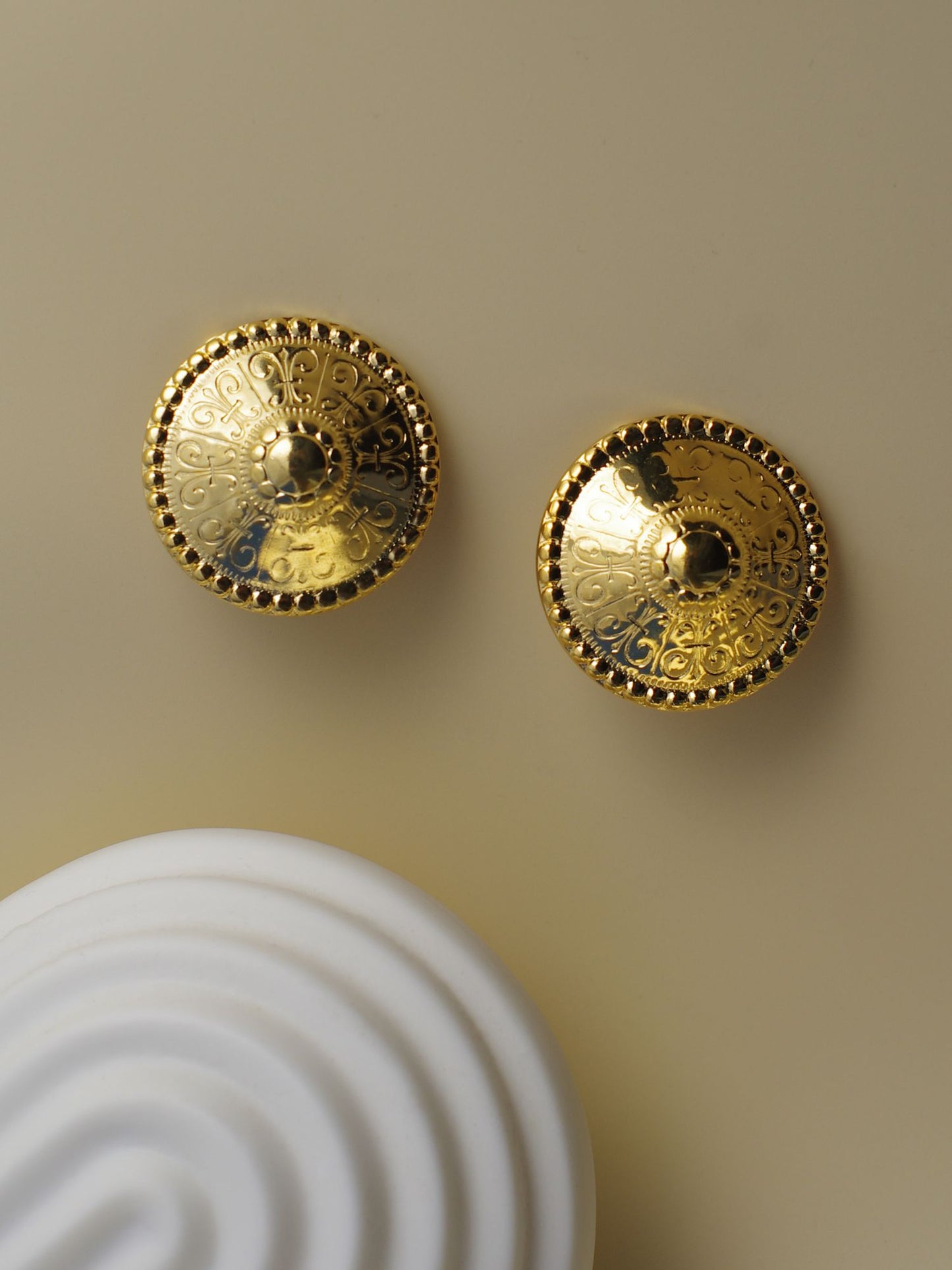 Dome Earrings Gold Clips