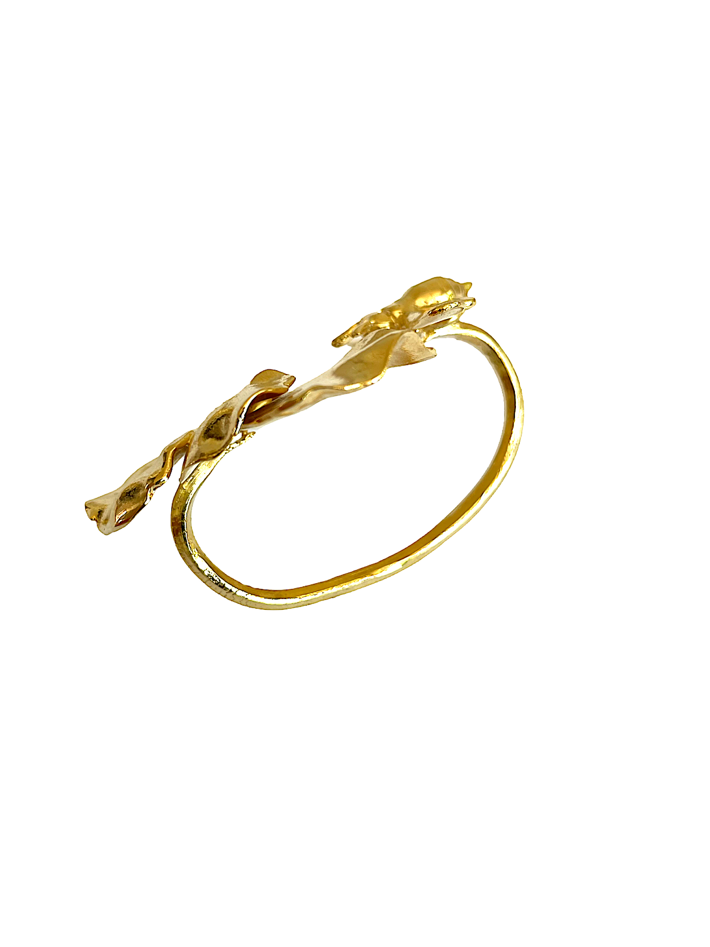 Double Two Fingers Pansy Bee Gold Ring