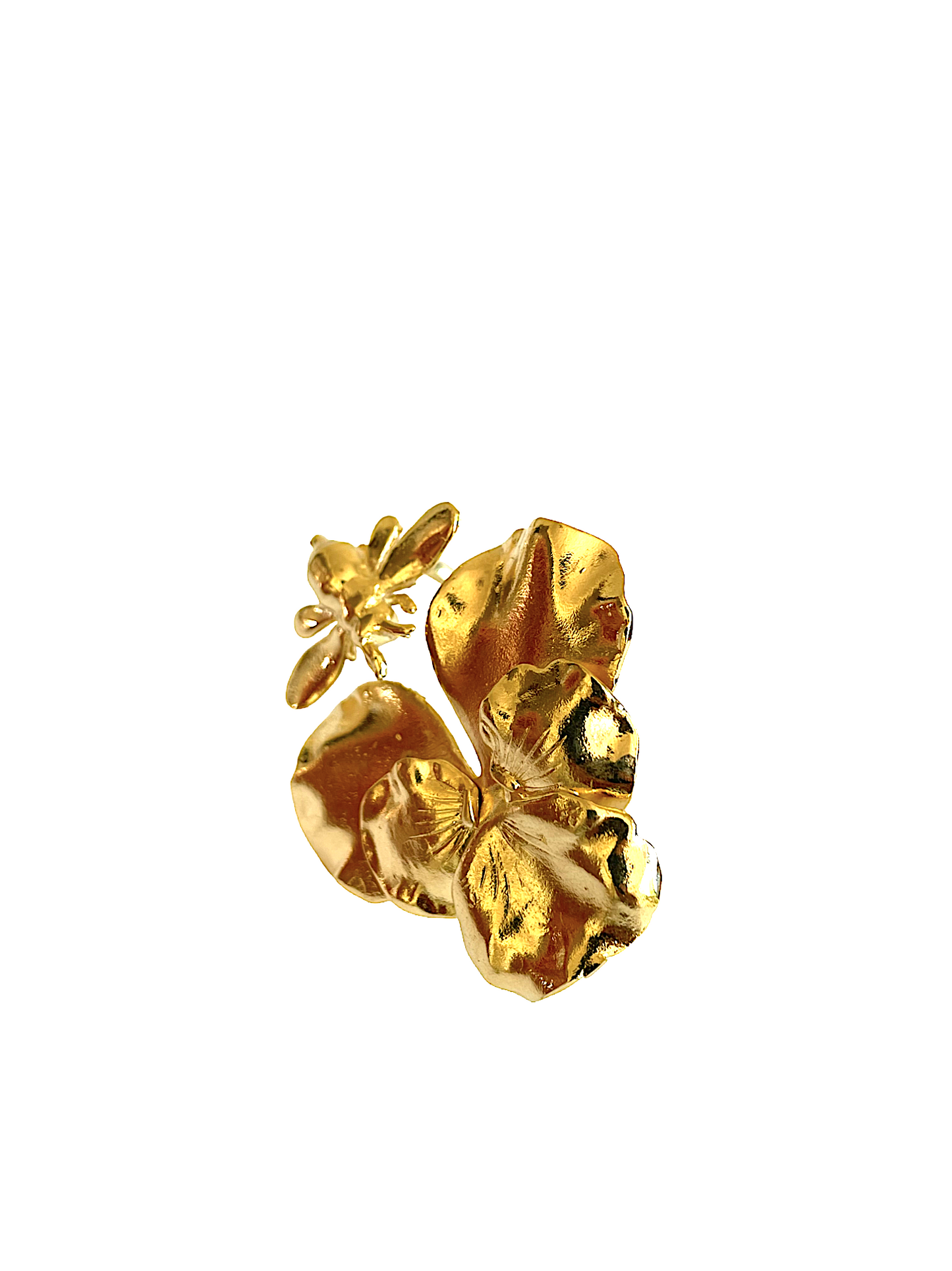 Double Two Fingers Pansy Bee Gold Ring