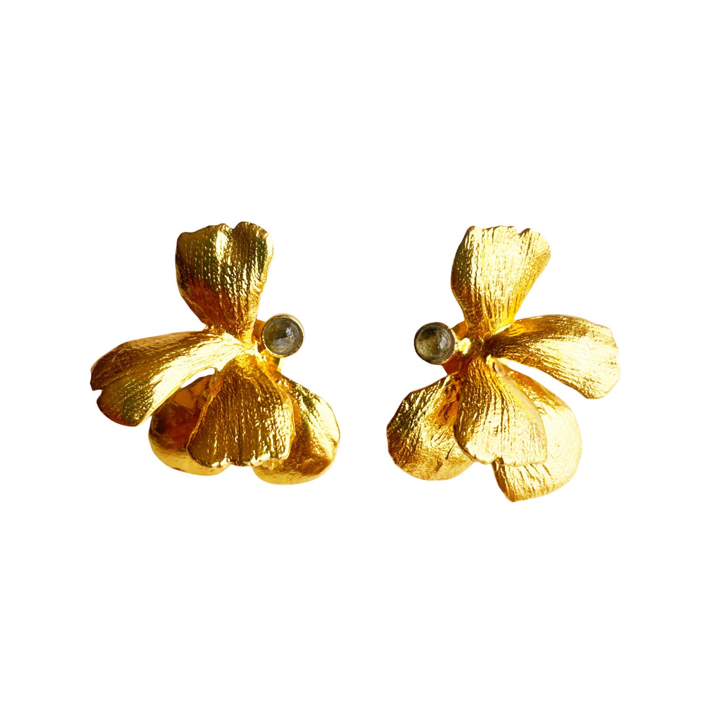 Boucles d'oreilles Dorées Pansy Labradorite