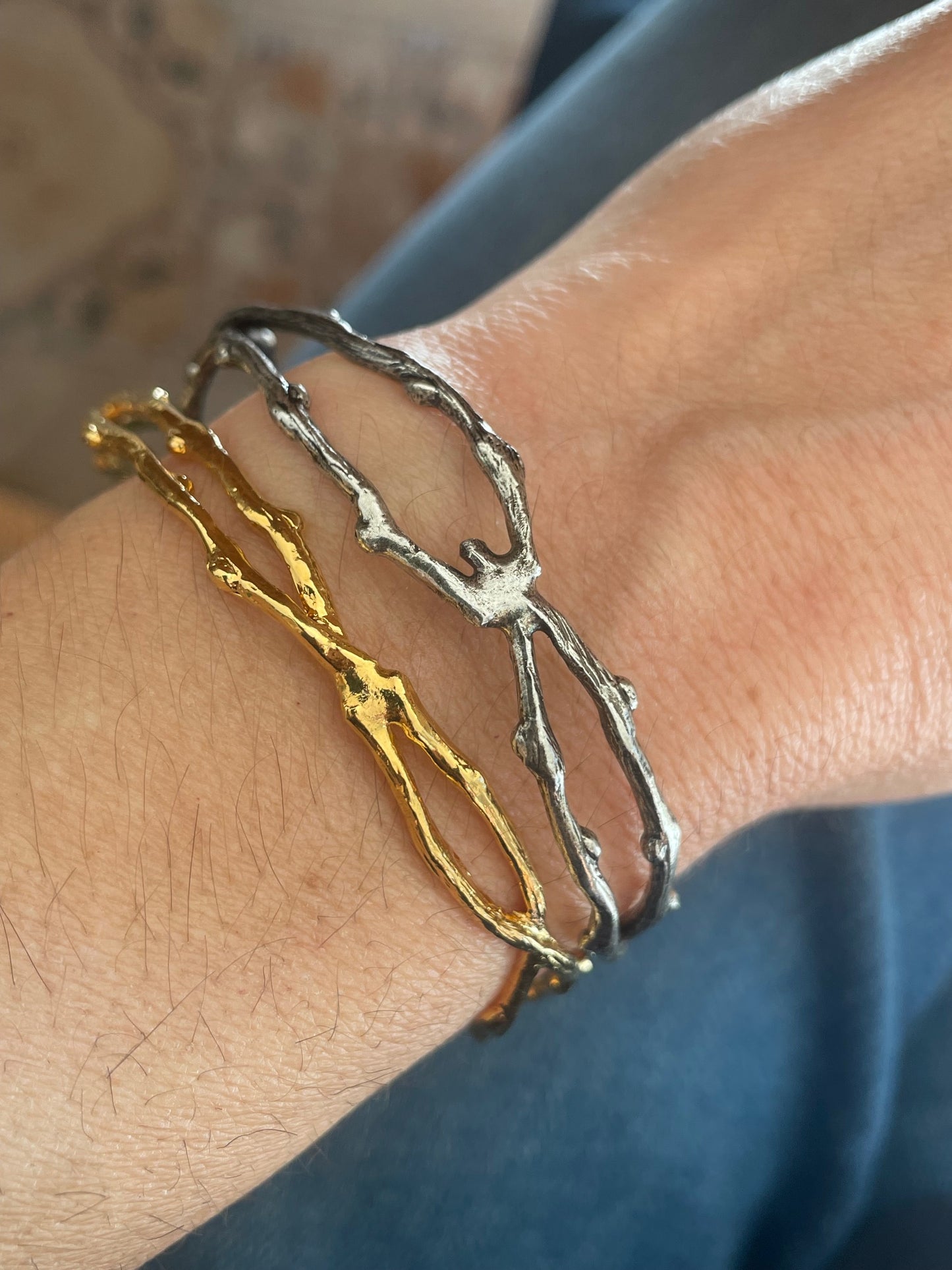Bracelet double branche argenté