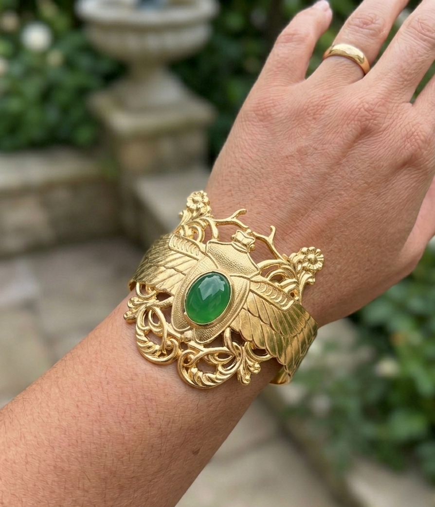 Bracelet Scarabée Khé Jade Vert