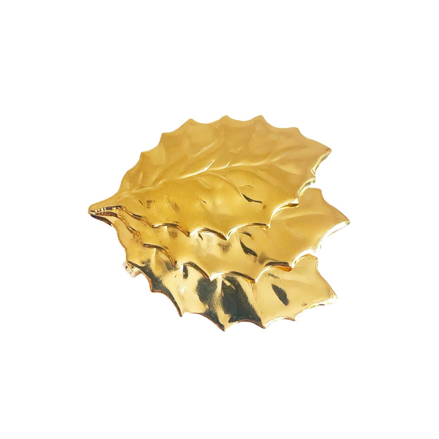 3-leaf gold brooch