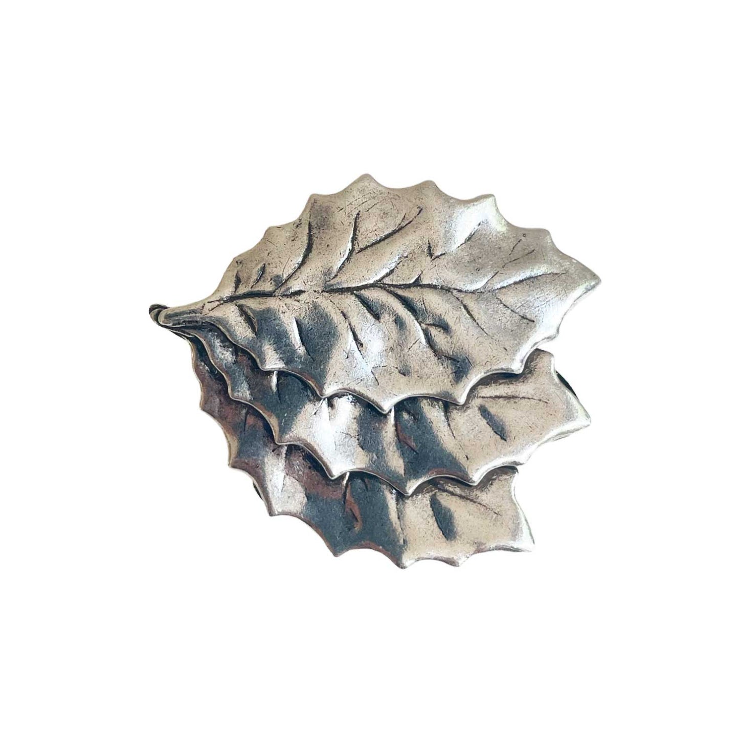 3 Leaf Silver Brooch