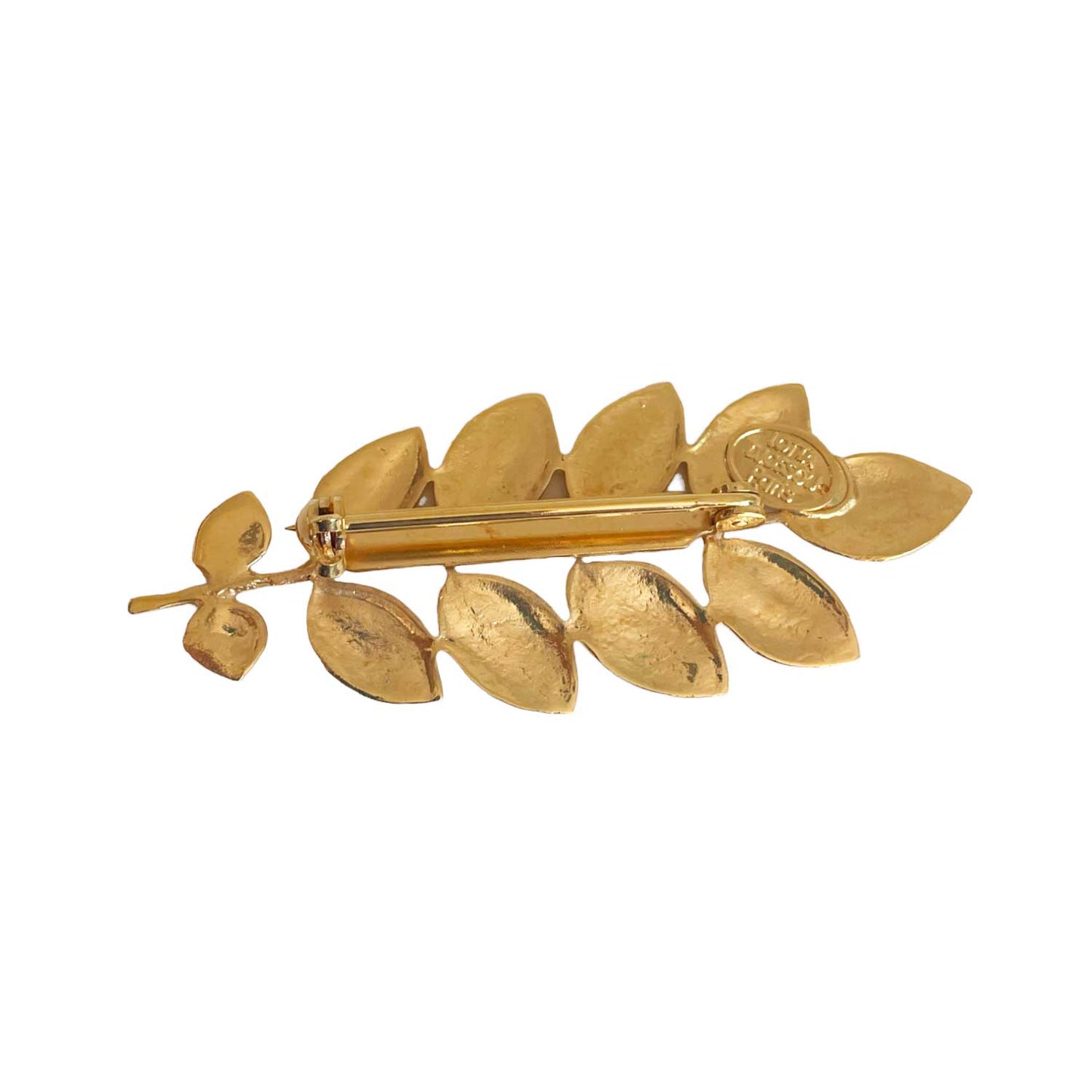 Gold Accacia Leaf Brooch
