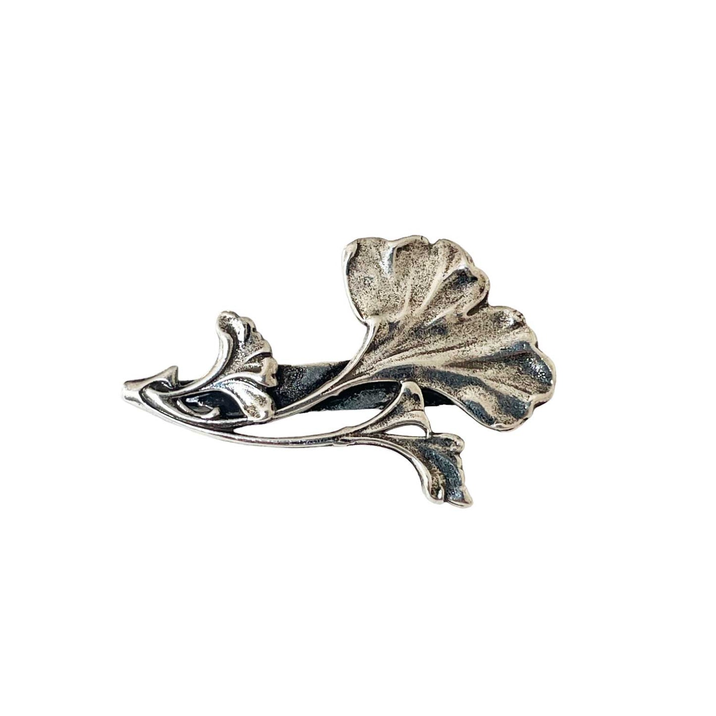 Small Silver Ginkgo Brooch