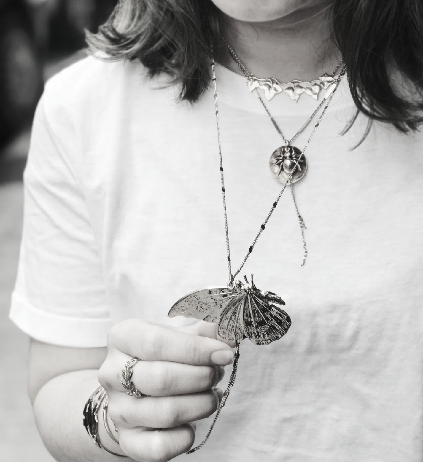 Butterfly long necklace