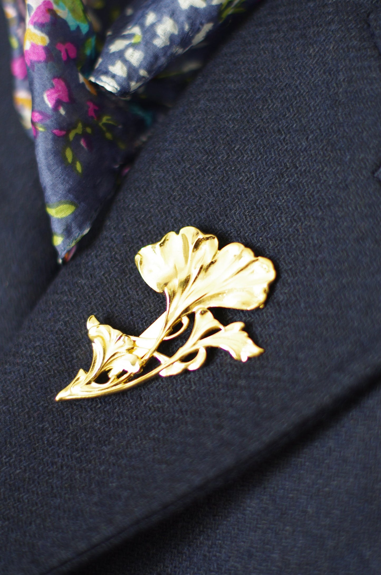 Golden Grand Gingko Brooch