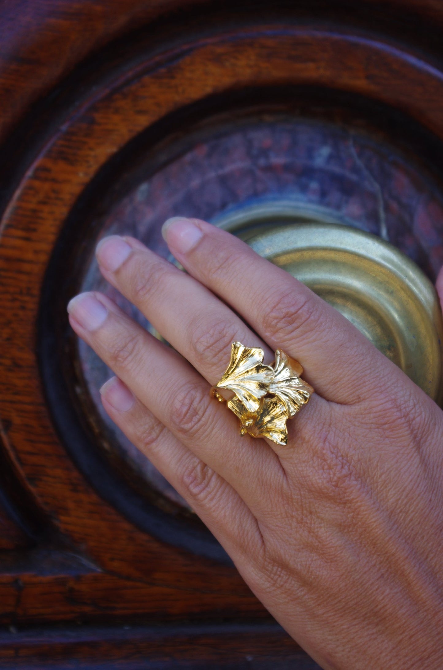 Ginkgo Tao gold ring