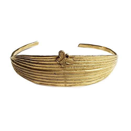Bracelet doré feuille fine papillon