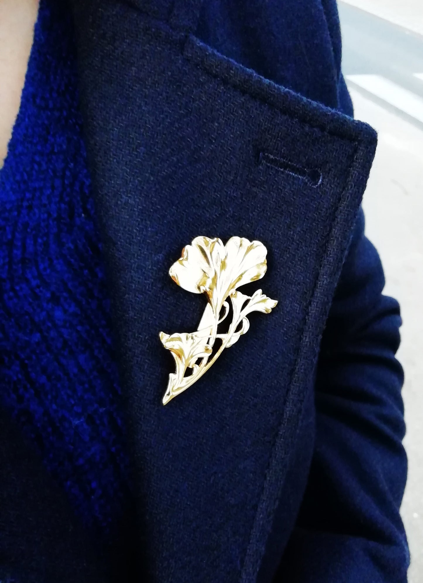 Golden Grand Gingko Brooch