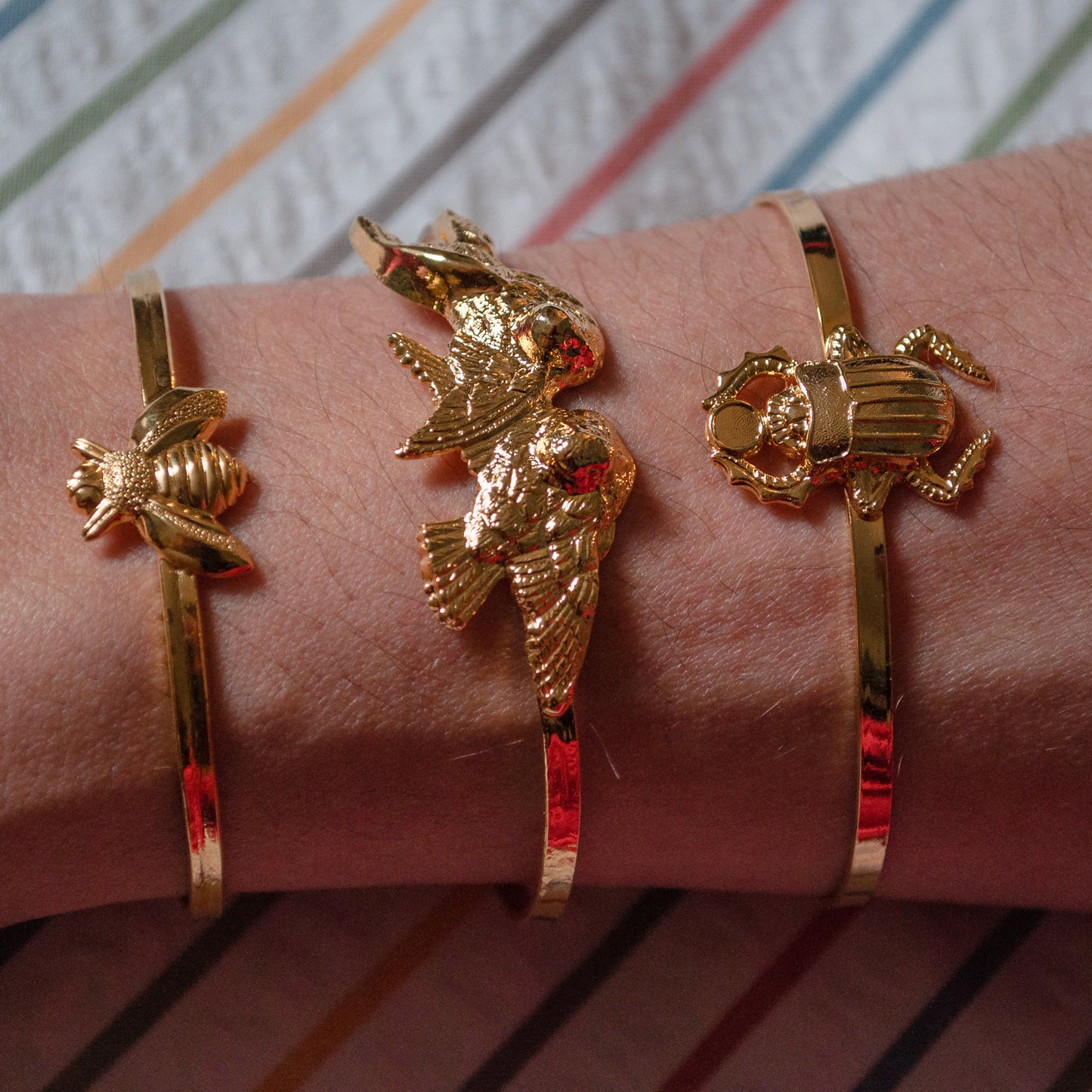 2 Mini Scarabs gold bracelet