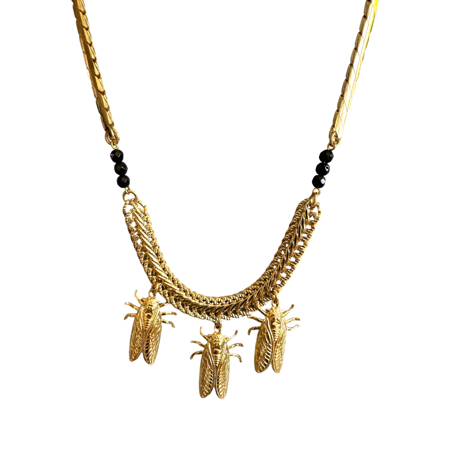 Petite Cigale Cica gold and Onyx necklace