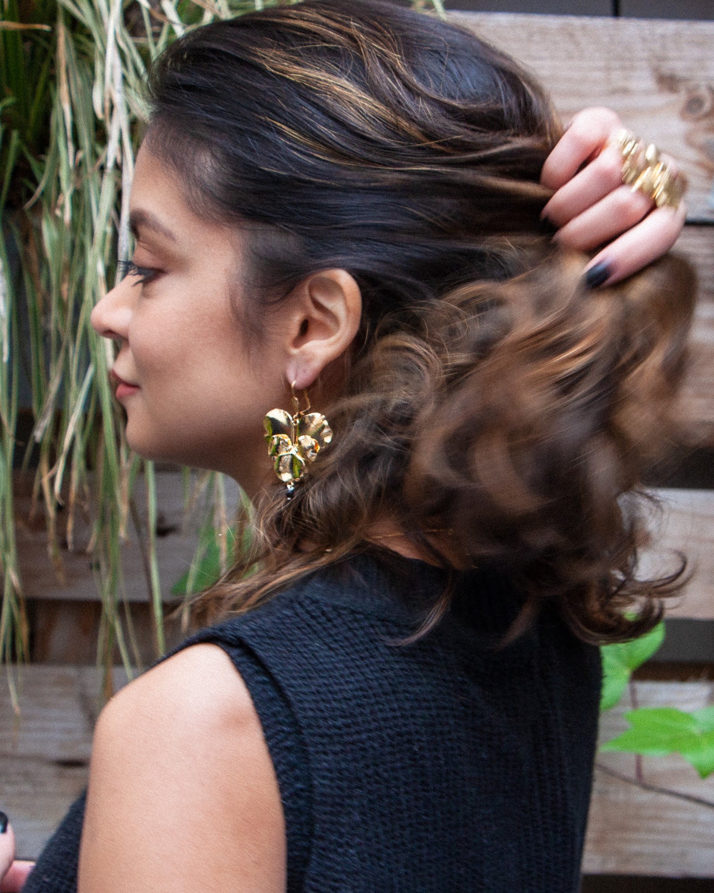 Gold-plated Pansy Earrings