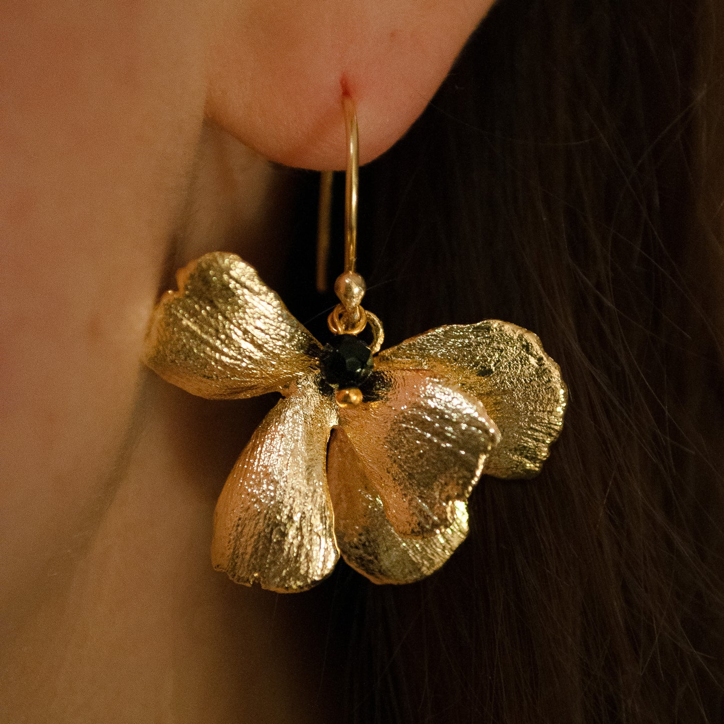 Golden Pansy Earrings