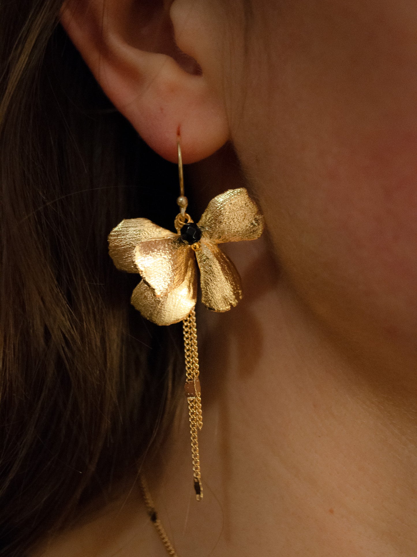 Golden Pansy Earrings