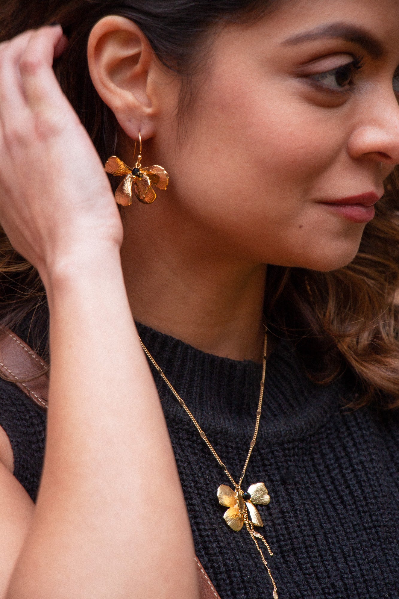 Golden Pansy Earrings