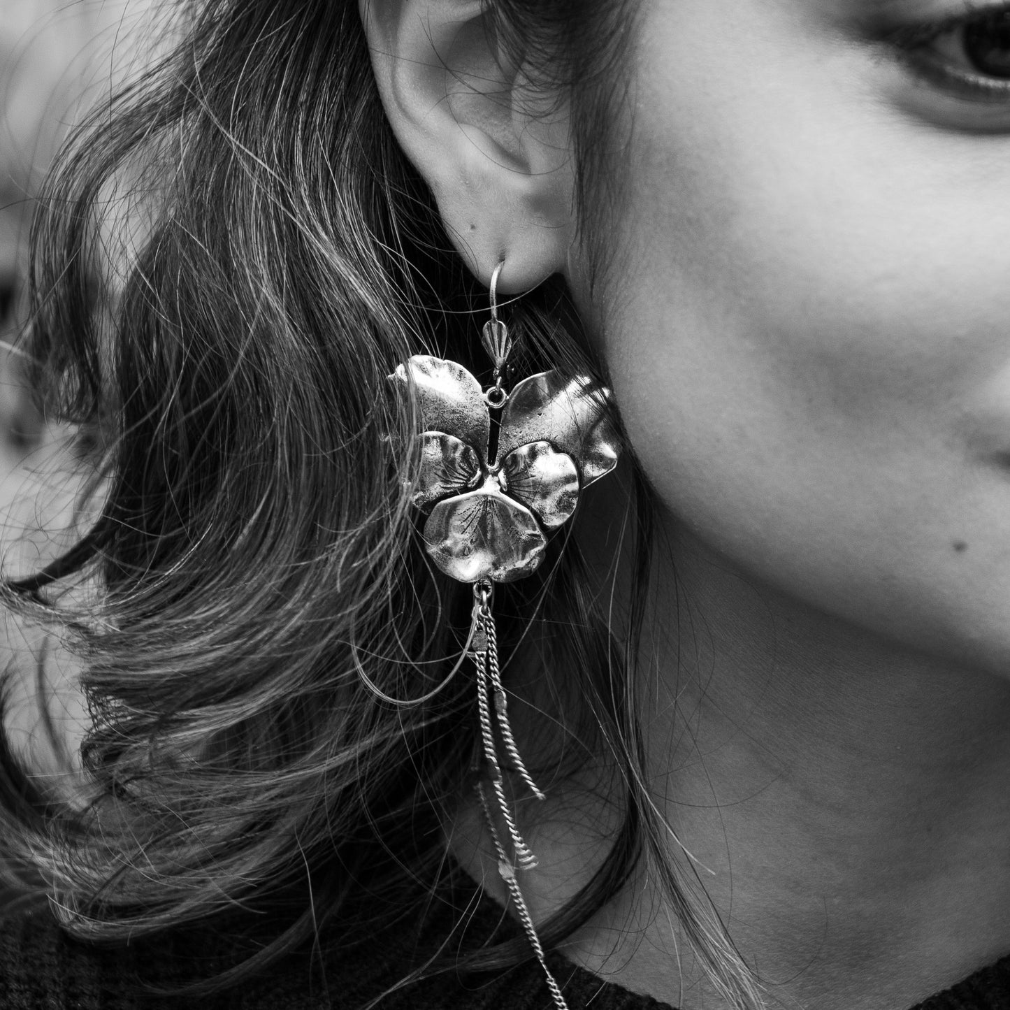 Gold-plated Pansy Earrings