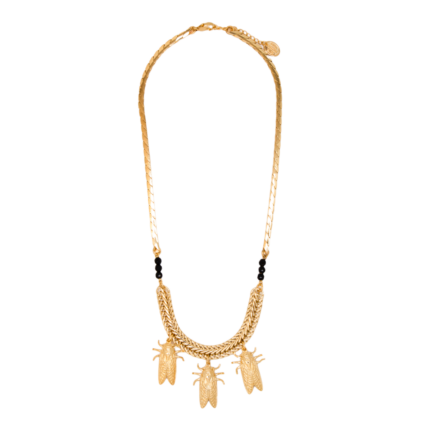 Petite Cigale Cica gold and Onyx necklace