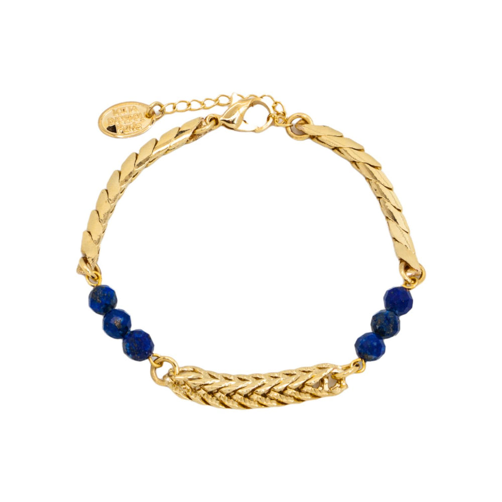 Braided Gold Lapis Lazuli Blue Bracelet