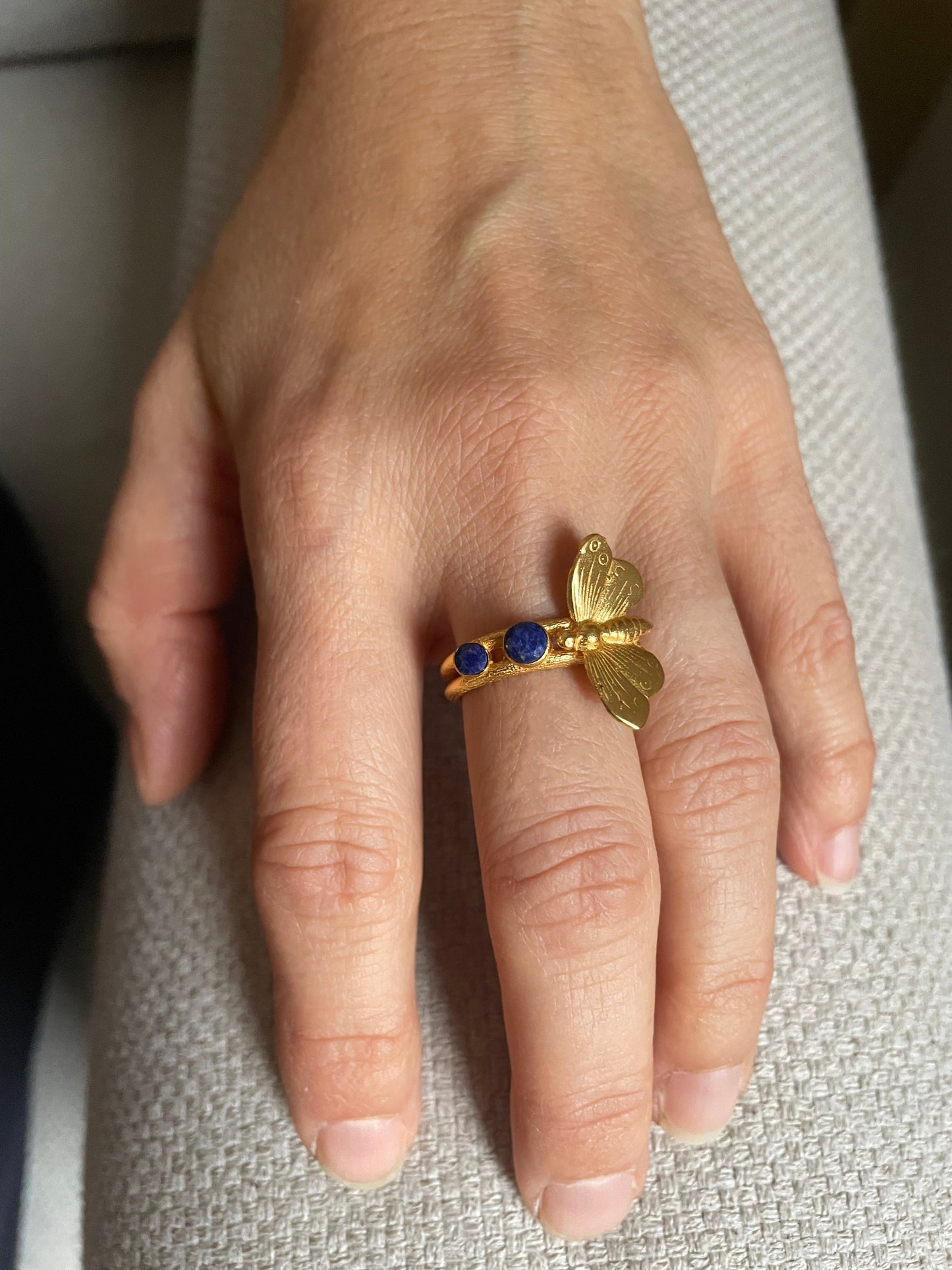 Bague Dorée Isana Papillon Lapis