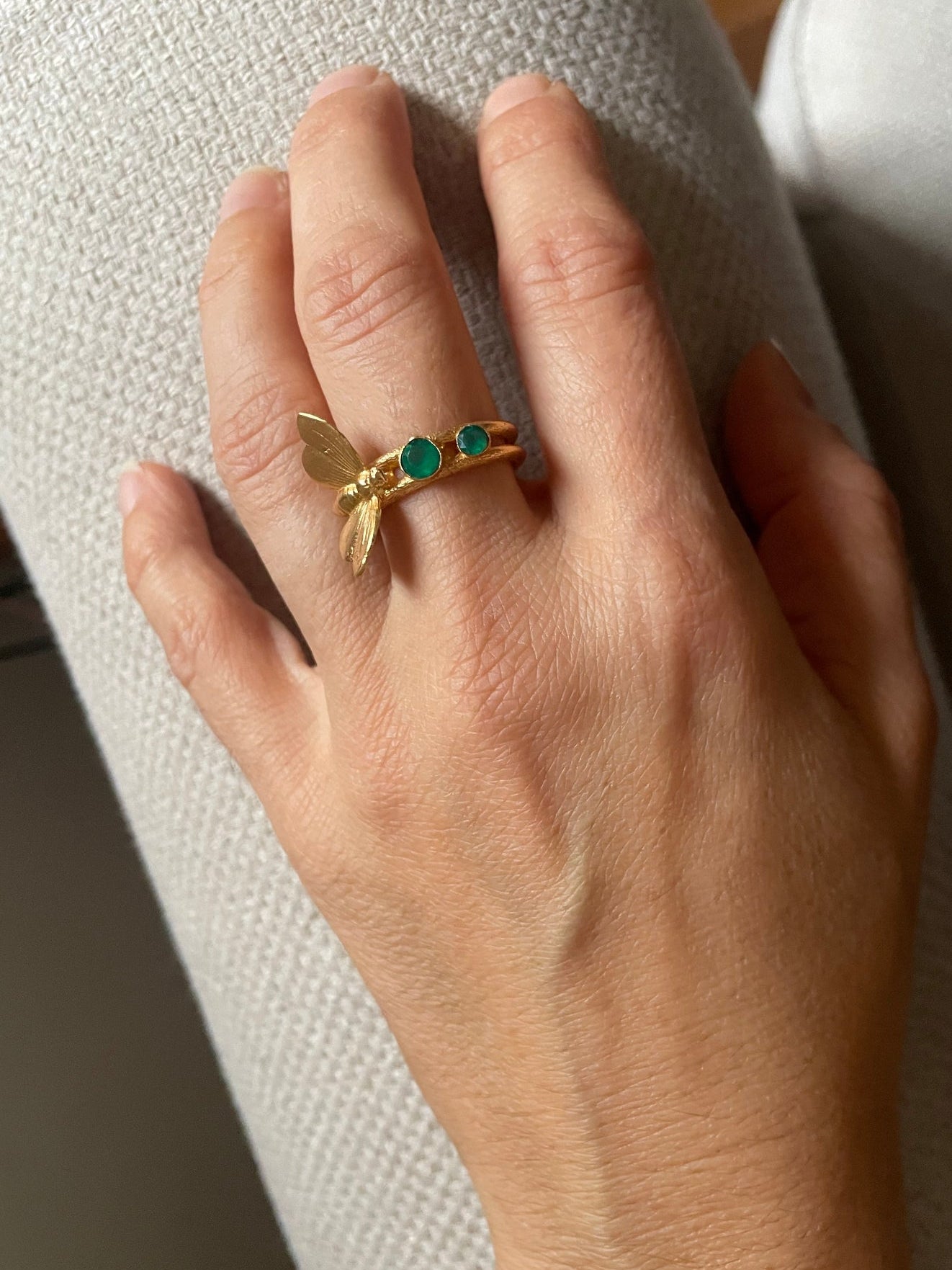Bague Dorée Isana Papillon Jade Vert
