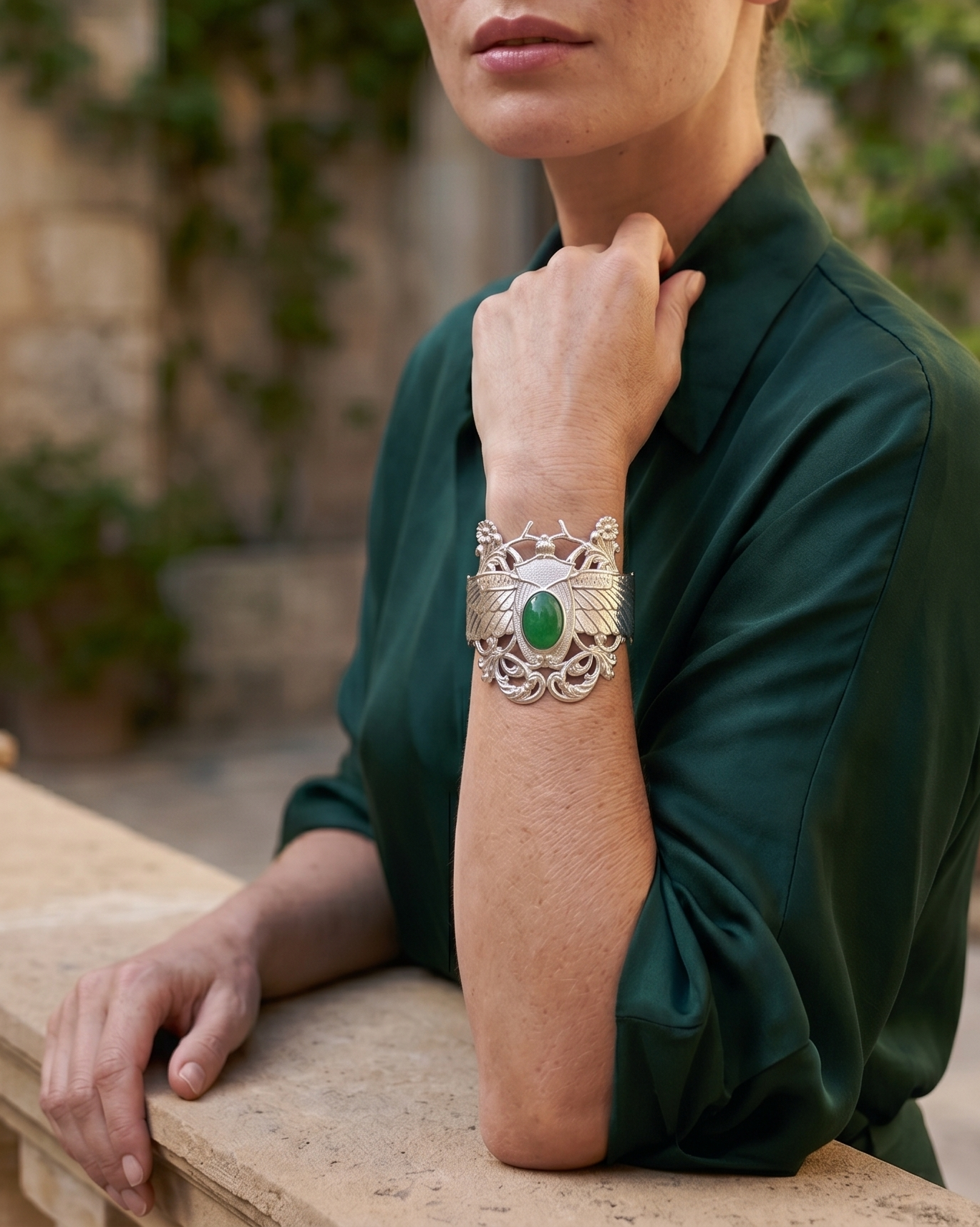 Bracelet Scarabée Khé Jade Vert