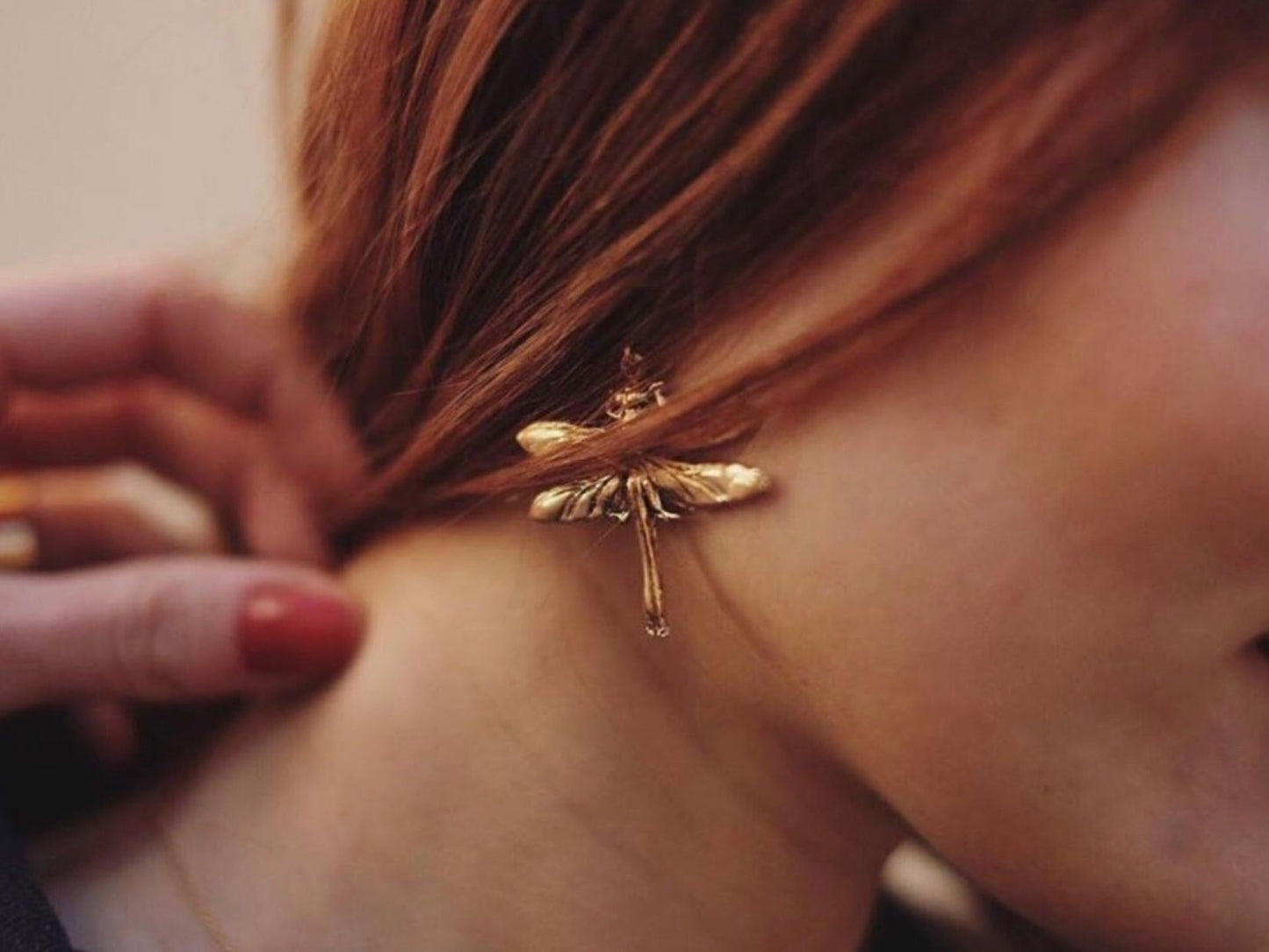 Gold dragonfly earrings