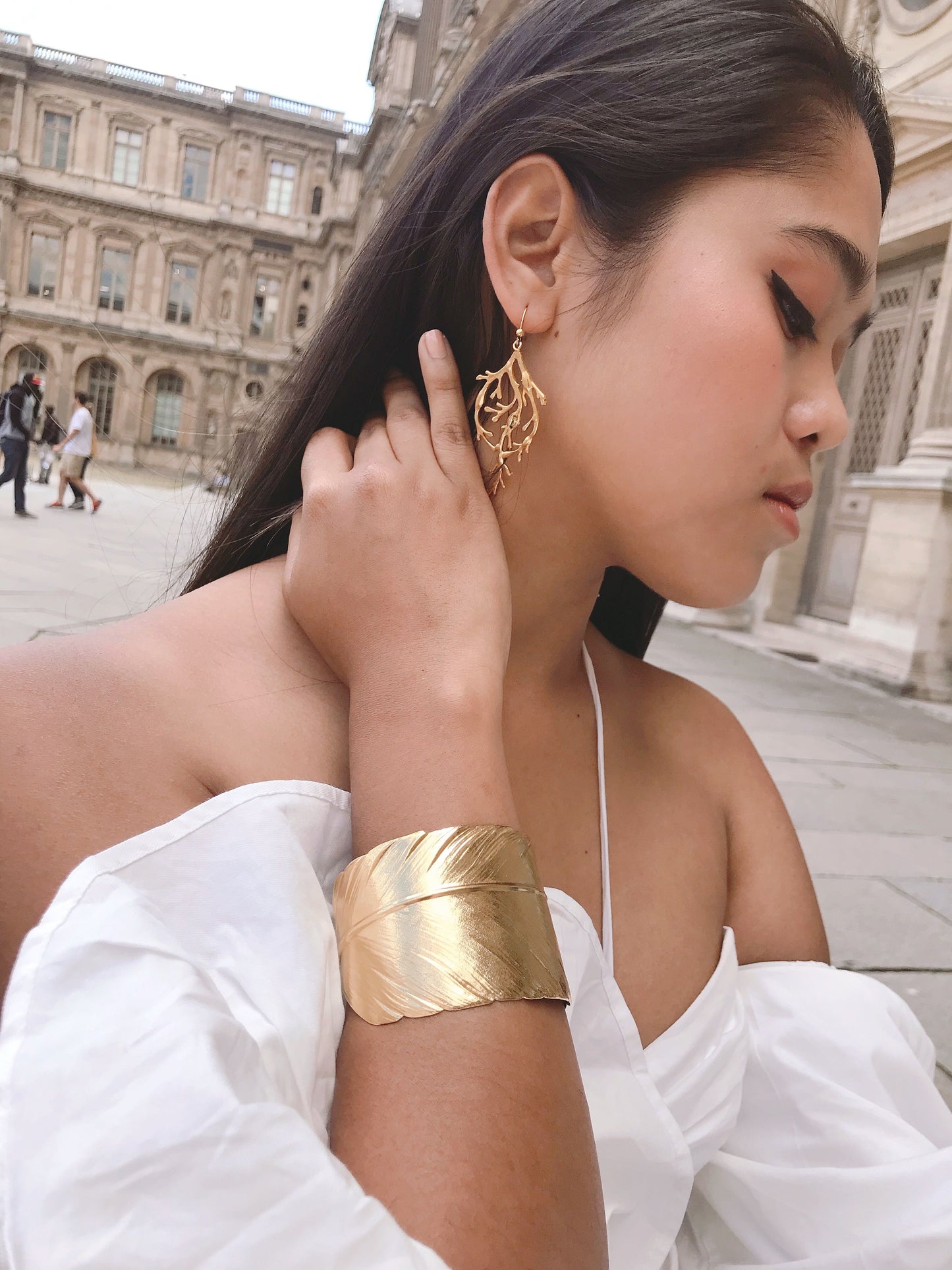 Gold-plated Algue earrings