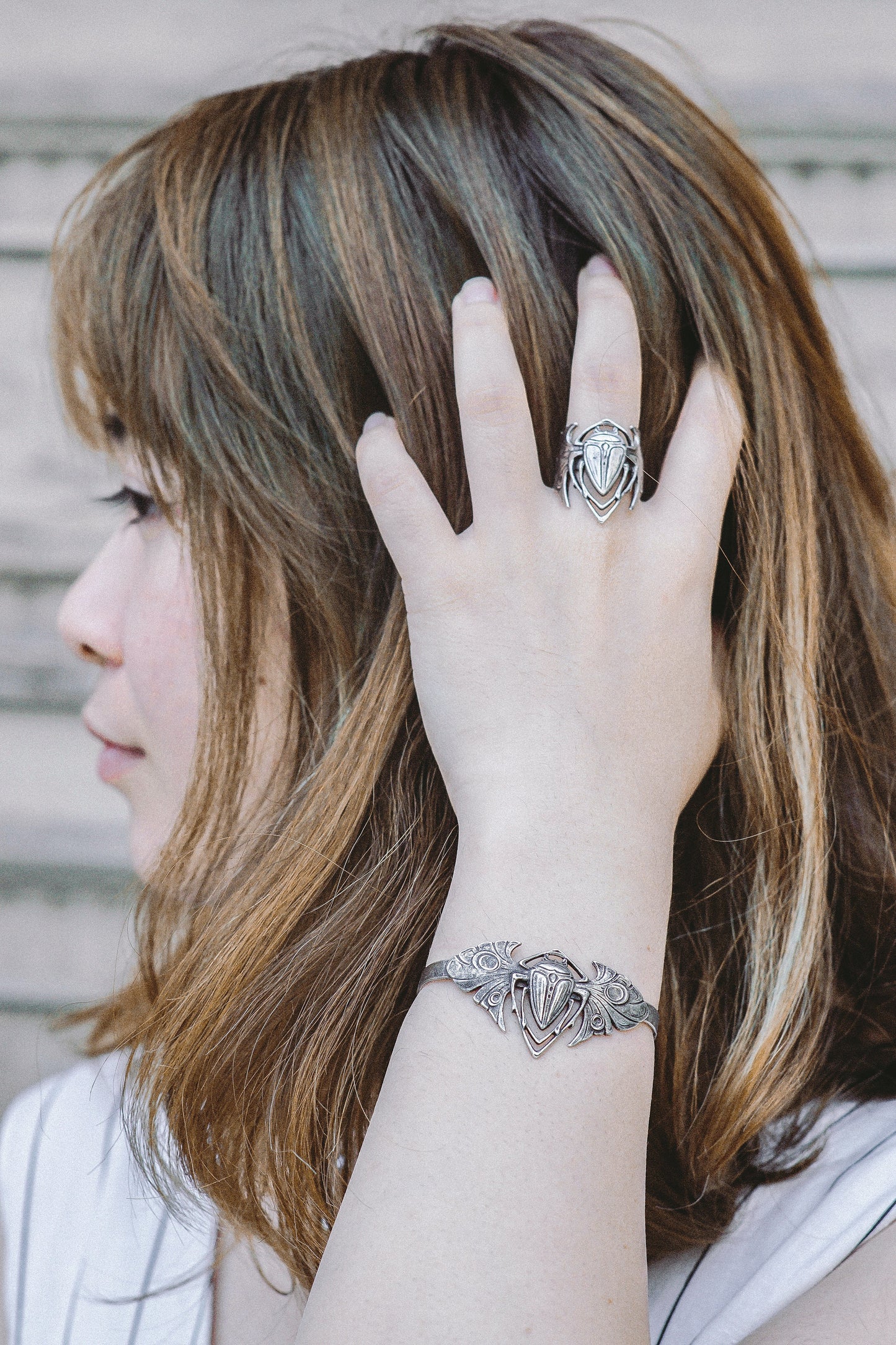 Silver beetle bracelet