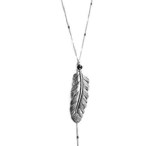 Feather long necklace