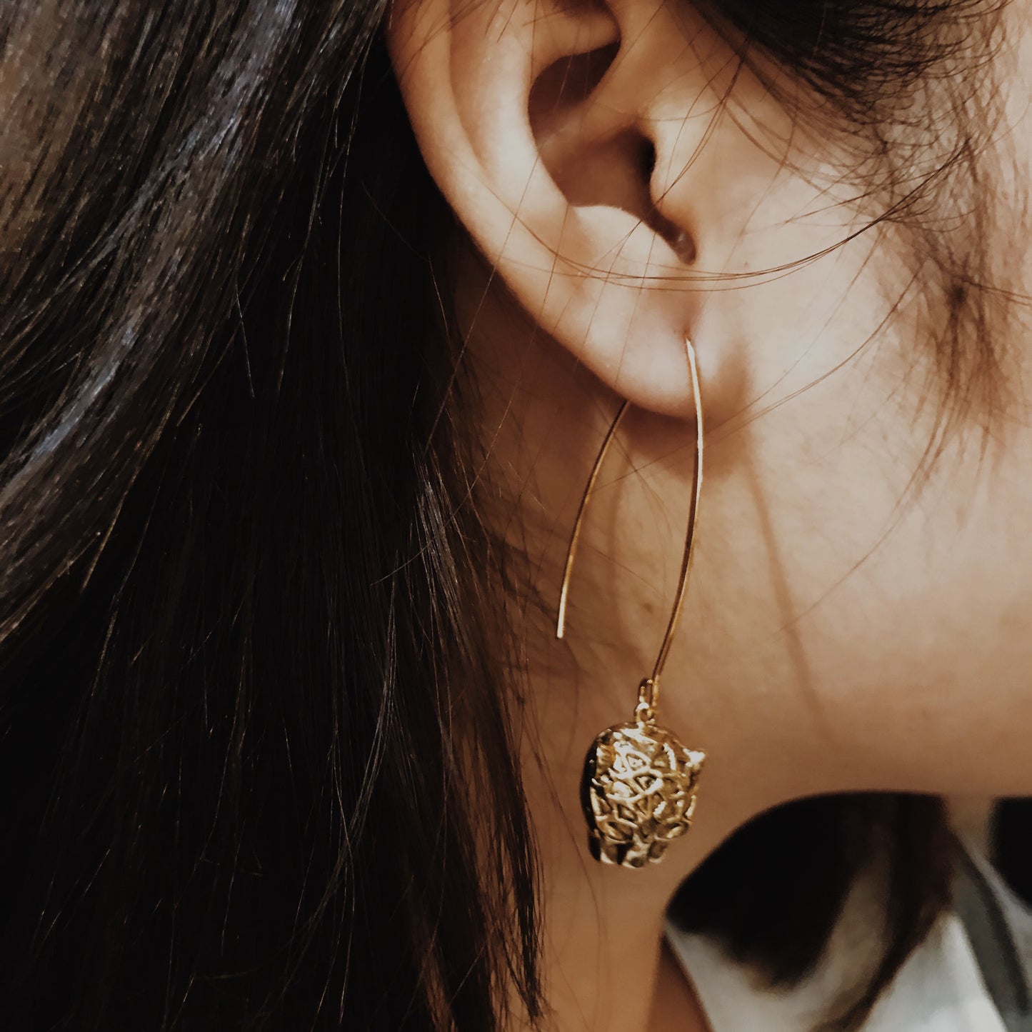 Golden Panther Stem Earrings