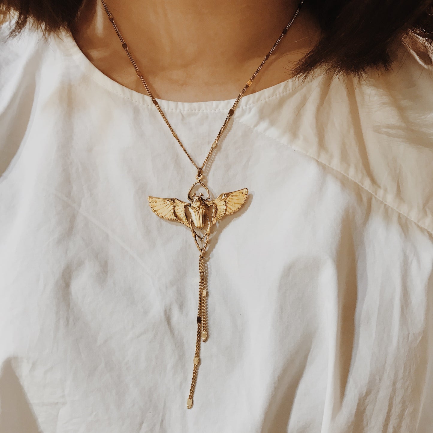 Golden Beetle Necklace