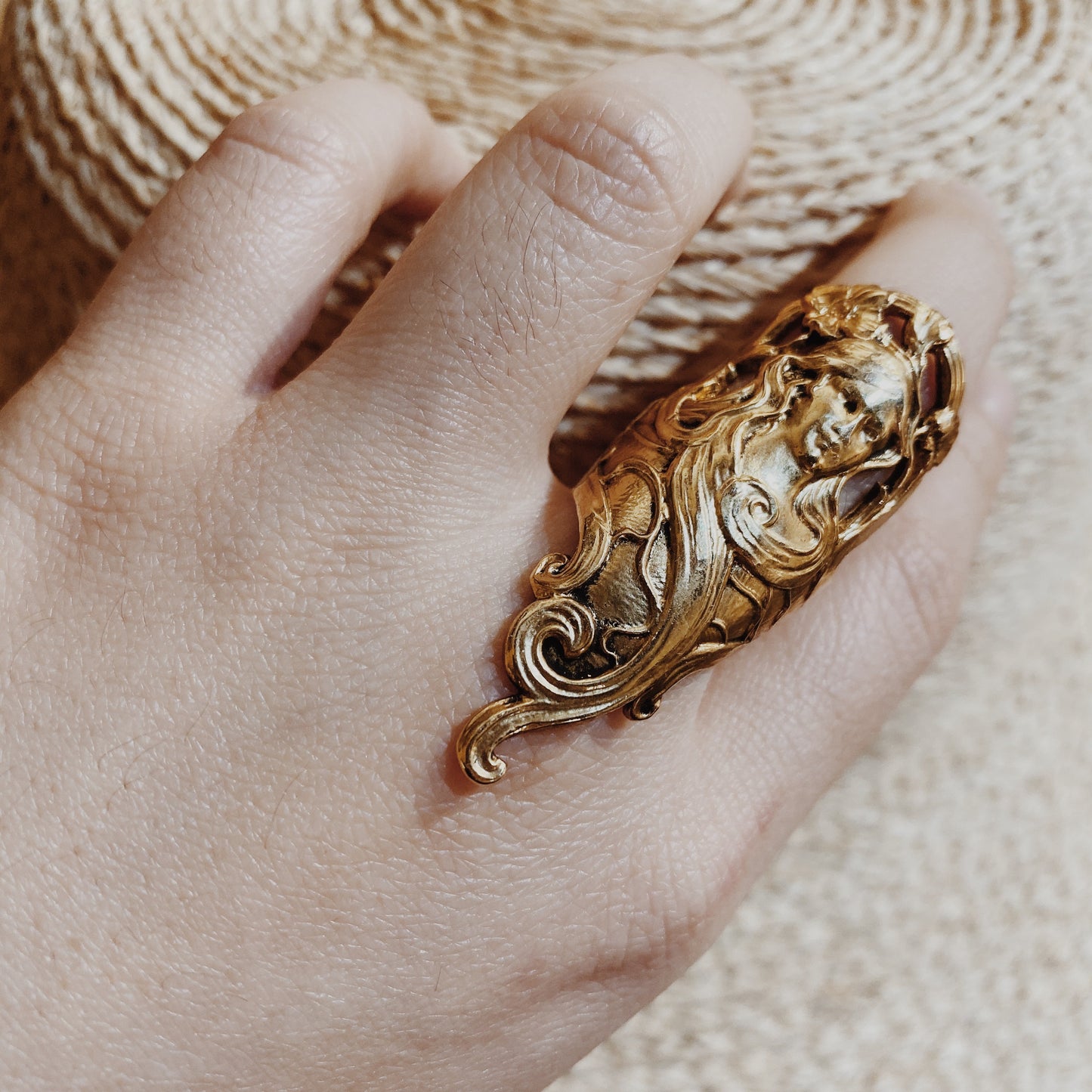 Gold vintage mucha style ring